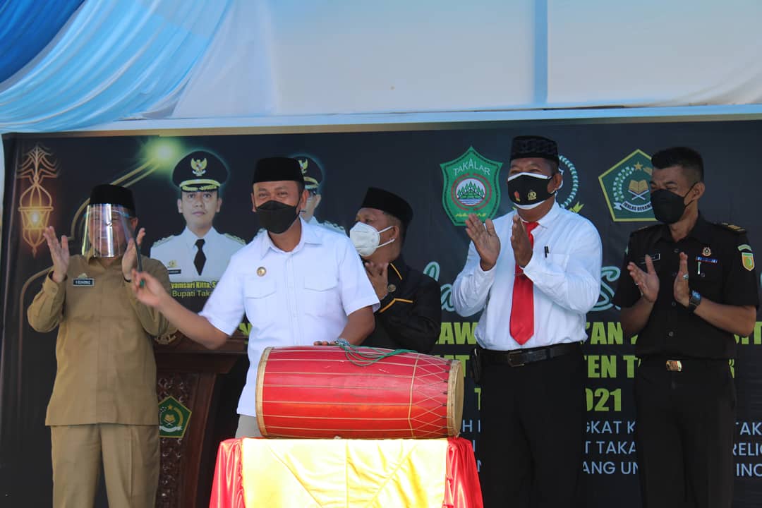 Bupati Takalar Syamsari Kitta membuka lomba STQH tingkat Kabupaten di halaman Kemenag Takalar, Senin 22 Maret 2021. (Ist)
