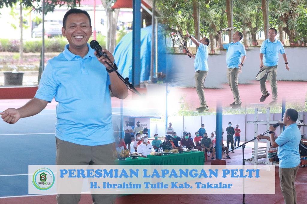 Bupati Takalar Syamsari Kitta meresmikan lapangan tenis Ibrahim Tulle, Sabtu 21 Agustus 2021. (Ist)