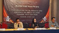 Timsel mengumumkan 14 calon anggota KPU Sulsel periode 2023- 2028, Jumat 24 Maret 2023. (Ist)