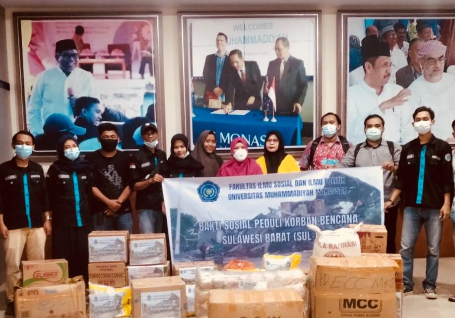 FISIP Unismuh berbagi untuk korban gempa Sulbar. (Ist) FISIP Unismuh berbagi untuk korban gempa Sulbar. (Ist)