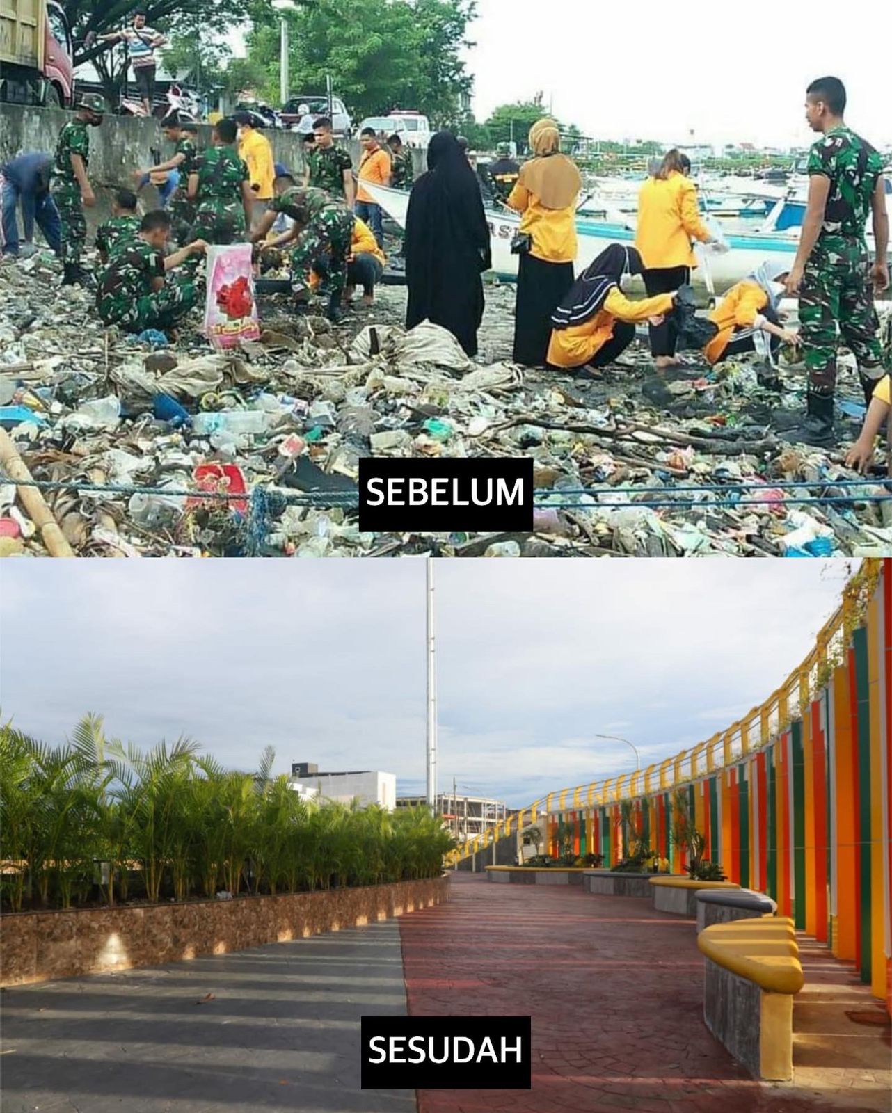 Foto sebelum dan sesudah Taman Cempae di Parepare. (Ist)