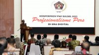 Gubernur Sulsel Nurdin Abdullah saat hadir di Konferensi PWI Sulsel, Sabtu 30 Januari 2021. (Ist)