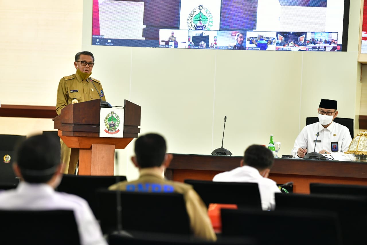 Gubernur Sulsel berbicara surat keterangan bebas Covid 19 sebagai upaya pencegahan dan pemutusan virus corona. (Ist)