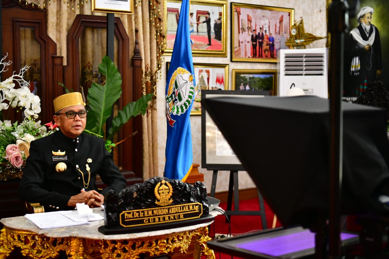 Gubernur Sulsel mengikuti HUT Bantaeng secara virtual, Senin 7 Desember 2020. (Ist)