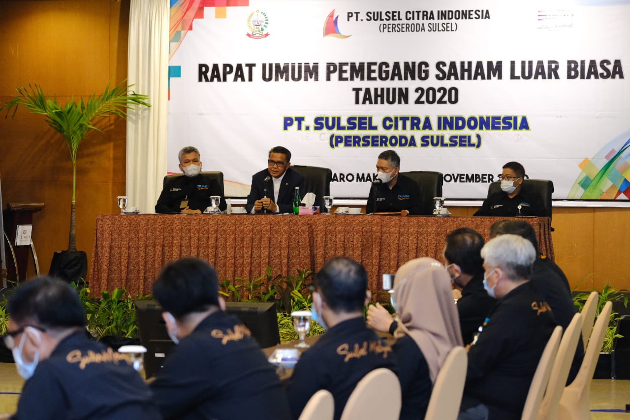 Gubernur menghadiri rapat umum pemegang saham luar biasa tahun 2020 PT Sulsel Citra Indonesia (Perseroda). (Ist)