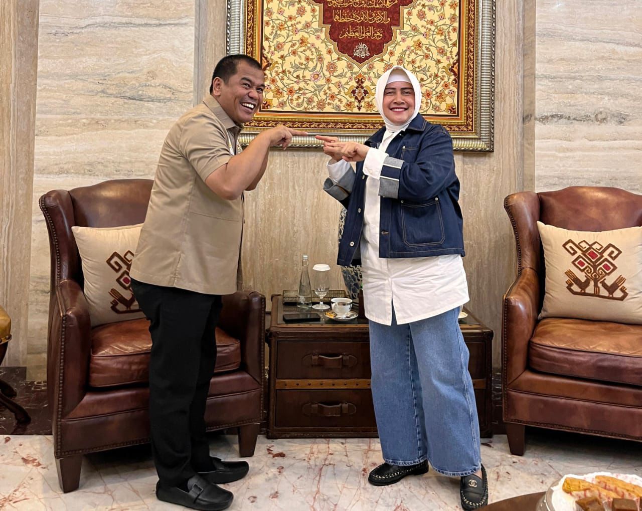 Ketua Fraksi Golkar DPRD Sulsel Rahman Pina bertemu Indira Jusuf Ismail, Rabu 29 Mei 2024. (Ist)