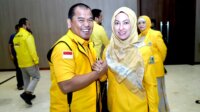 Ketua DPD II Golkar Luwu.Utara Indah Putri Indriani dan Ketua Fraksi Golkar DPRD Sulsel Rahman Pina hadir di acara TOT Saksi Pilkada Golkar di Hotel Gammara, Minggu 2 Juni 2024. (Ist)