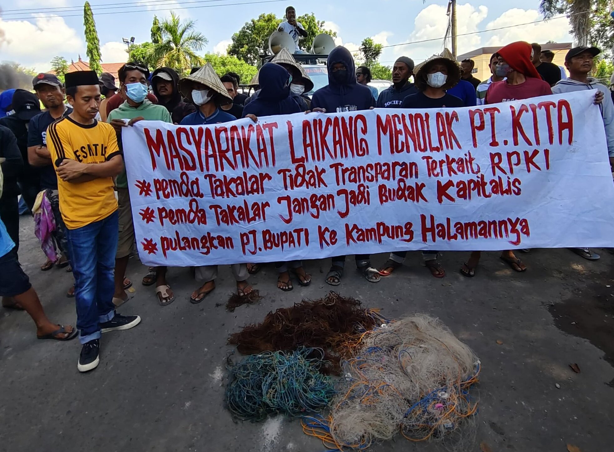 Aliansi Pemuda dan Warga Laikang menolak kehadiran Kawan Industri Takalar. (Ist)