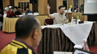 Kandidat Walikota Makassar Irman Yasin Limpo saat mengikuti uji kompetensi di Partai Golkar beberapa waktu lalu. (Int)