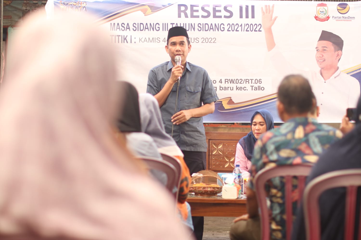 Ketua DPRD Makassar Rudianto Lallo saat gelar reses di kecamatan Tallo, Kamis 4 Agustus 2022. (Ist)
