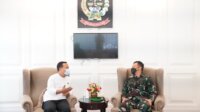 Pangdam XIV Hasanuddin, Mayjen TNI Andi Muhammad saat menemui Plt Gubernur Sulsel, Andi Sudirman Sulaiman di Baruga Lounge Kantor Gubernur Sulsel, Senin 7 Februari 2022. (Int)