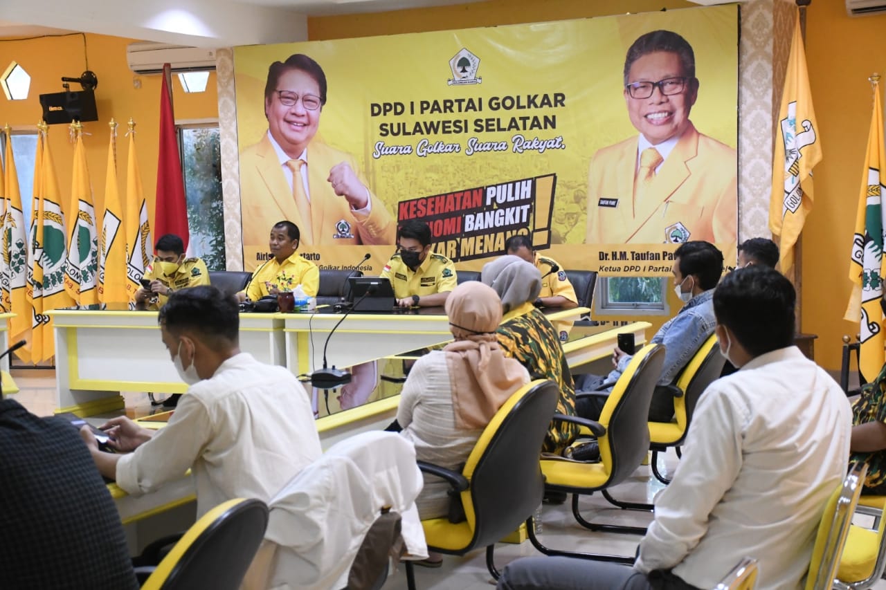 Rapat persiapan Rakornis AMPG di kantor Golkar Sulsel, Senin 17 Mei 2021. (Ist)