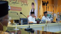 Taufan Pawe memimpin halal bi halal Golkar Sulsel secara virtua, Sabtu 22 Mei 2021 malam. (Ist)