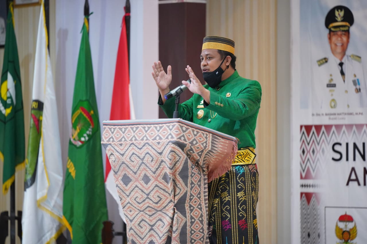 Wagub Sulsel saat menghadiri hari jadi Tana Luwu, Sabtu 23 Januari 2021. (Ist)